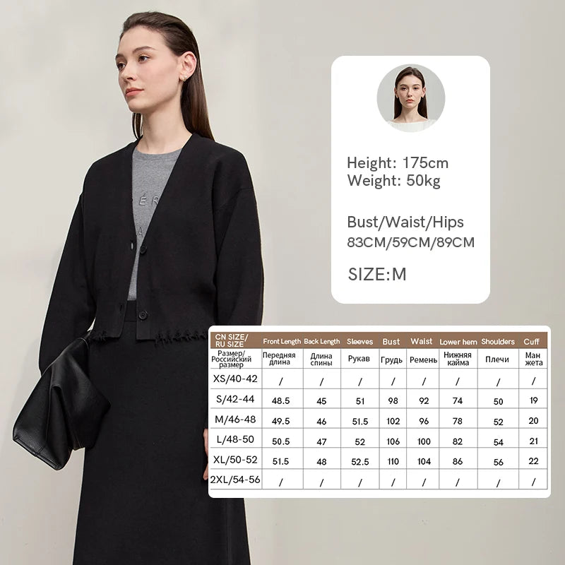 AMII Cardigan Ladies 2026 Autumn New V-neck Short Sweater Cardigan Women's Loose Casual Knitted Long Sleeves Top Female 12523126