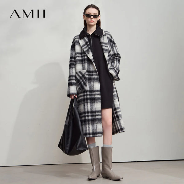 AMII Minimalist Grey Dresses For Women 2026 Autumn Large Turn-Down Collar Pullover Sports Dresses Loose Casual Dresses 12513003