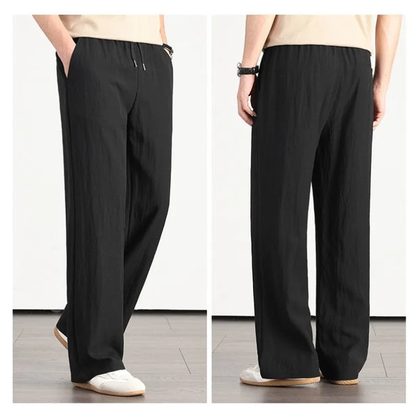 Cool Touch Men’s Summer Pants - Anti-Crease, Breathable & Light, Drawstring Closure, Loose Style for Hot Weather Sunscreen
