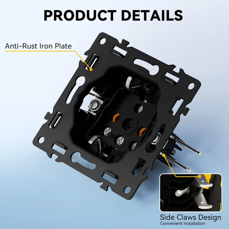 BSEED EU Standard Wall Power Socket With Cover Electrical Outlets Waterproof Wall Plug White Black Plastic Frame 16A