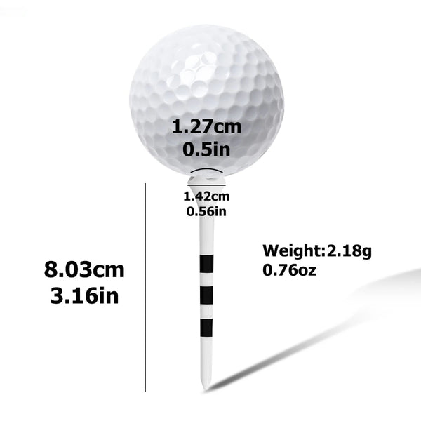 Golf Tees 100pcs 83mm Stripe Scale Precise Kick-off Cup Lightweight Durable High Elasticity Anti Slip Ball Seat TE031