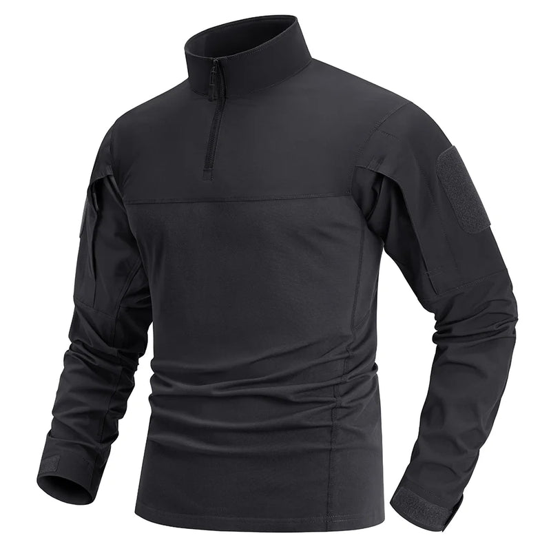 TACVASEN 1/4 Zip T-shirts Lightweight Men's Long Sleeve Safari Wear Resistant Outdoor Training Work Shirts Pullover Tops Male