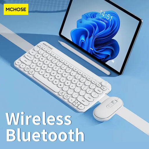MC KM898 Kayboard and Mouse Wireless Bluetooth 2.4G White 79 Key Keyboard For Laptop PC Ipad