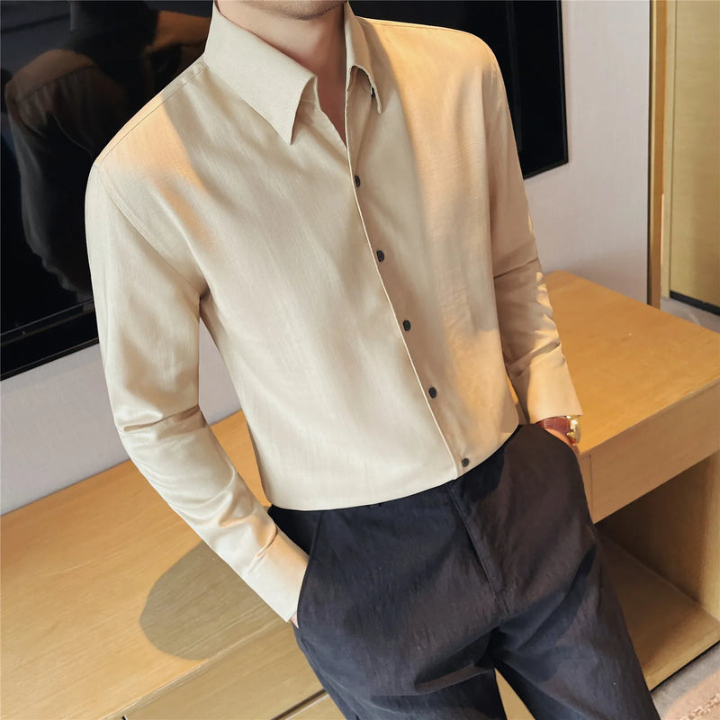 Men's 100% Lyocell Breathable Shirt – Old Money Style Hidden Placket Long Sleeve Button-Down for Business & Casual Wear