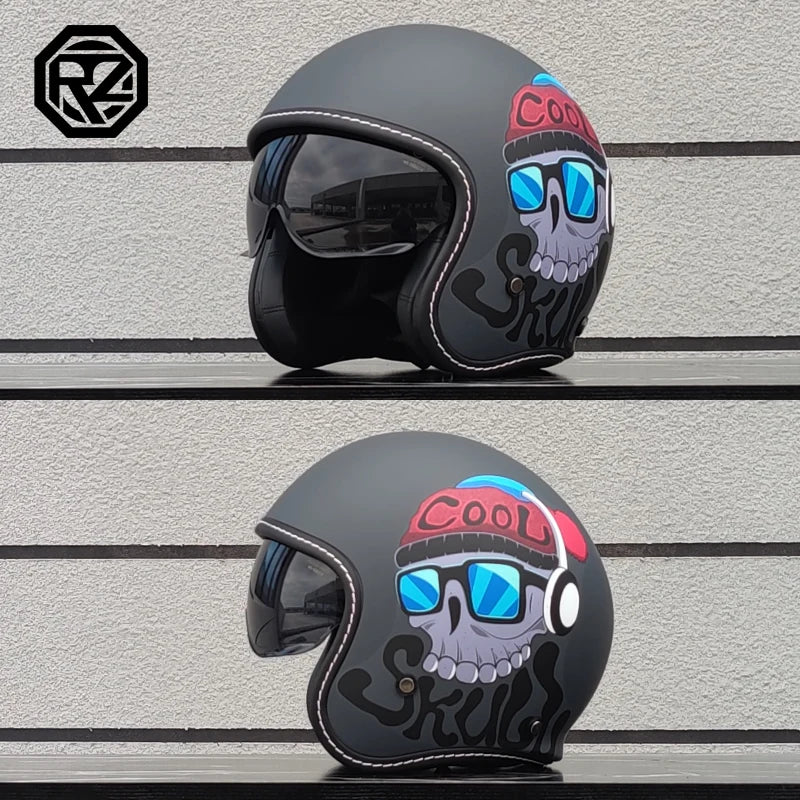 ORZ Retro Motorcycle Helmet Men's and Women's Half Helmet Cruise 3/4 Helmet Scooter Cruise