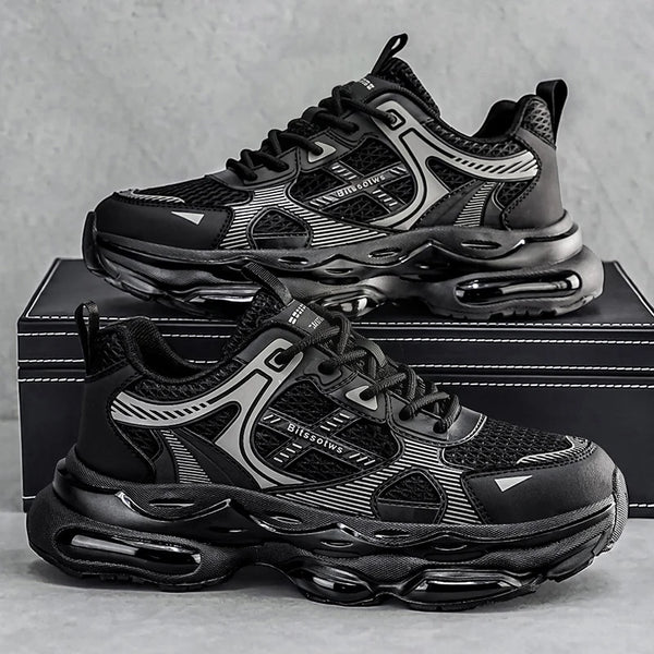 Chunky sneakers Men's casual four seasons breathable light non slip black fashion soft sole outdoor comfort running sports shoes