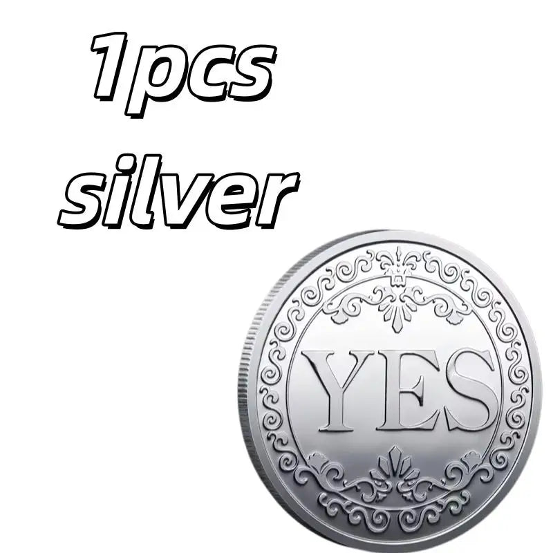 កាក់ចម្លង YES/NO 1គ្រាប់ – ស្ពាន់ពណ៌ប្រាក់-ប្រផេះ/មាស លំនាំផ្កាអនុស្សាវរីយ៍ សម្រាប់សន្សំ និងកាដូអនុស្សាវរីយ៍