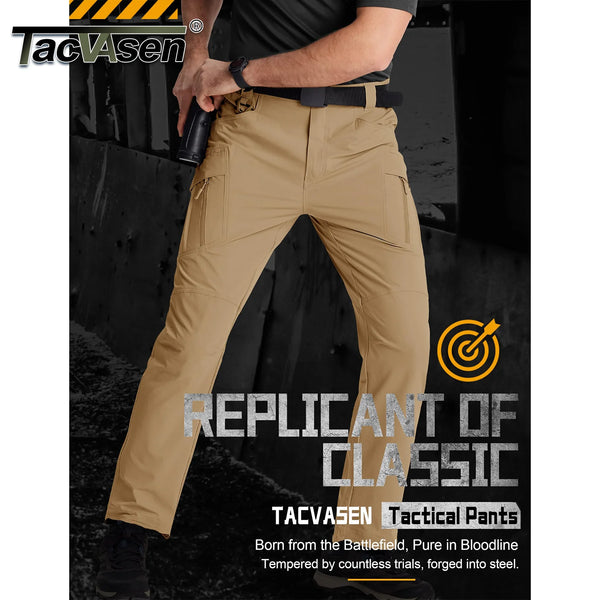 TACVASEN Summer Quick Dry Pants Men Stretch Fabric Cargo Pants Multi-Pockets Outdoor Trousers Lightweight Workout Hiking Pants