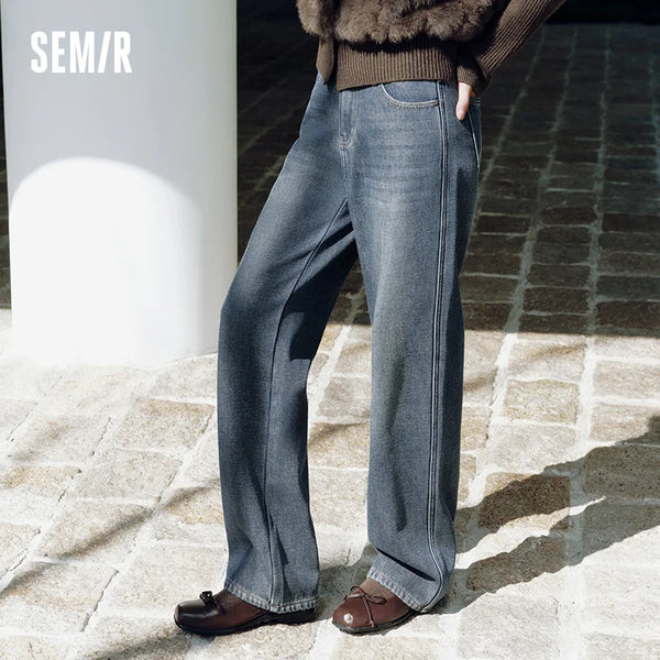ខោខូវប៊យ Semir សម្រាប់នារី ធ្វើពីក្រណាត់រោមចៀម រចនាបថបែប Vintage ជើងធំ 2026 សម្លៀកបំពាក់ប្រចាំថ្ងៃរដូវរងាថ្មី រចនាបថធម្មតាបែបទីក្រុង
