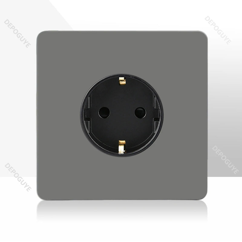 Retro Toggle Switch 1-4 Gang 2 Way Light Switch,EU French Plug Power Outlet Socket With Dual USB Stainless Steel Panel 86 Type