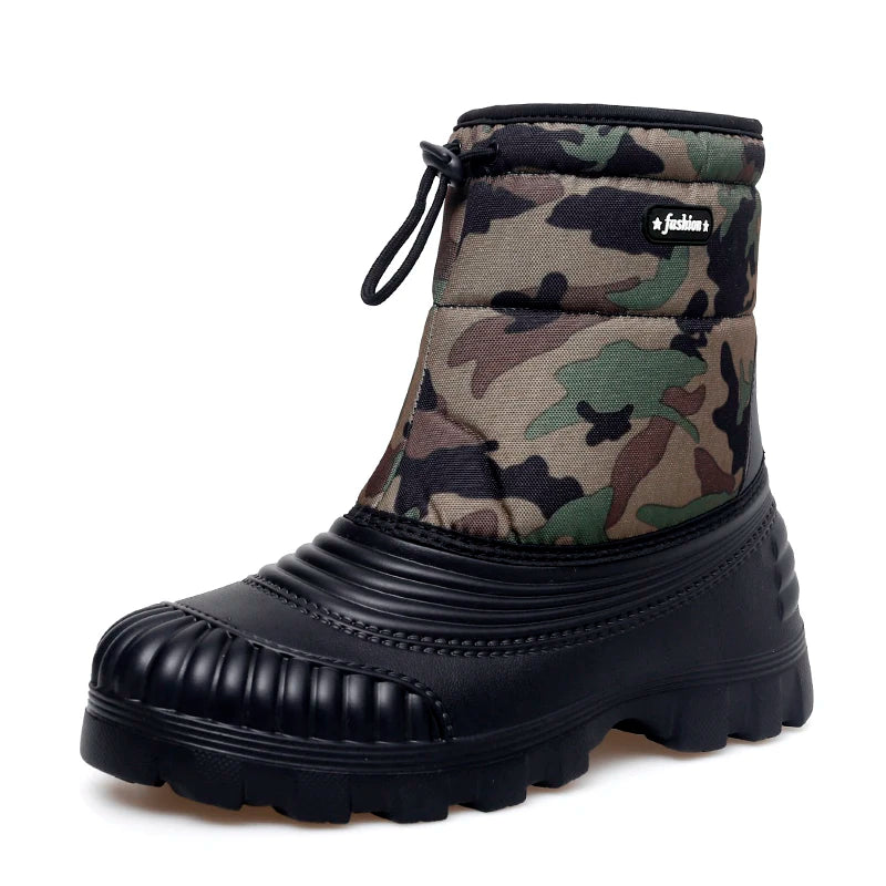 Men's classic high-top casual snow boots winter light warm velvet cotton boots soft sole non-slip comfort outdoor walking boots