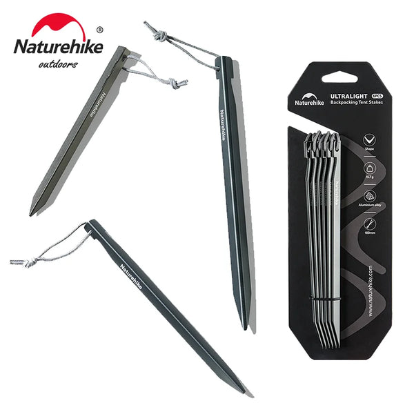 Naturehike Tent Peg Aluminium Alloy Ultralight Strong Shelter Reinforce AntiWind Outdoor Camping Nail Stake Various Shape Hiking