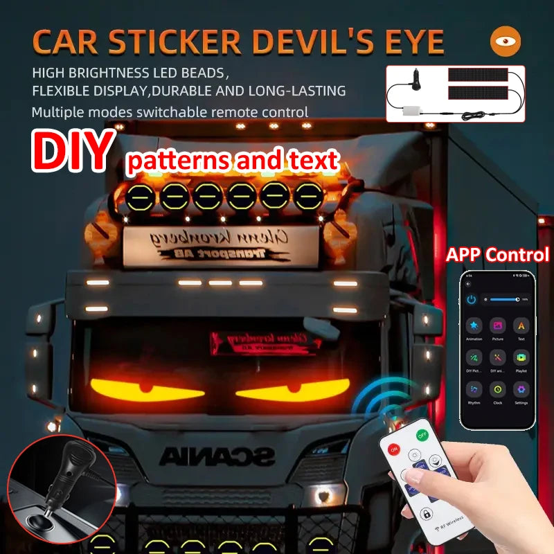 Demon Eyes Car Matrix Pixel Panel Night Light APP Remote Control Flexible Display Programmable for Car Truck SUV Accessorie