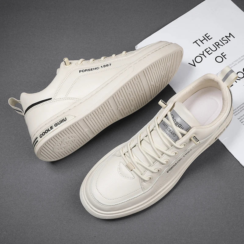 Men's Slip On Casual Shoes Four Seasons New Breathable Lightweight Soft-Sole Outdoor Flat Walking Shoes Student White Board Shoe