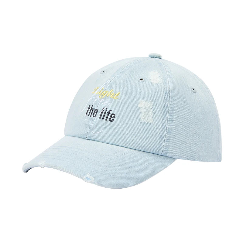Semir Men Distressed Embroidered Baseball Cap Face Slimming 2025 Summer Couple Vintage Denim Hat