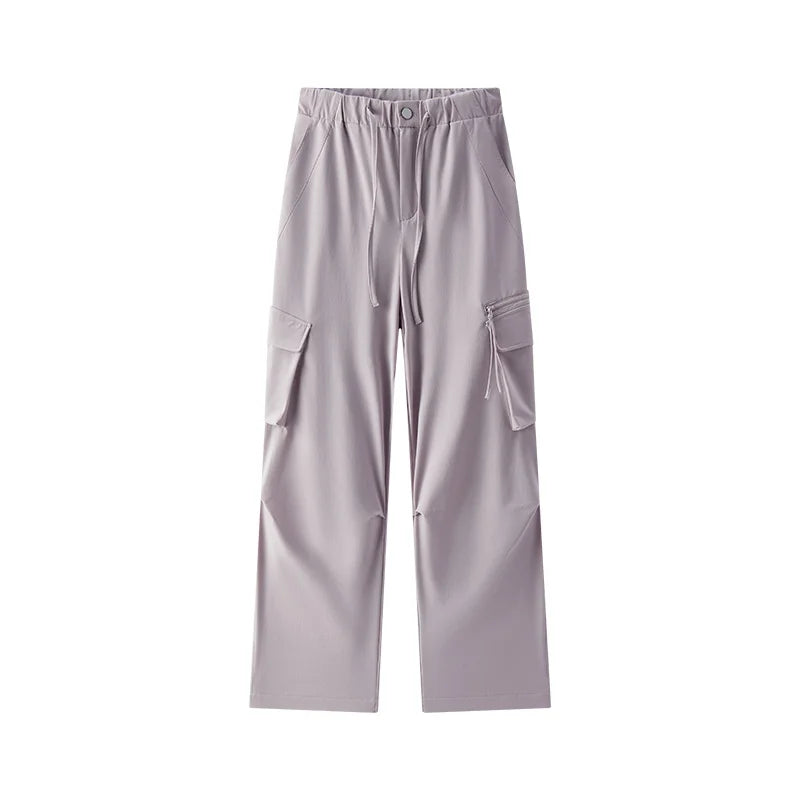 Semir Cargo Pants Woman Loose Solid Texture Elastic Waist Drawstring High Street Simple Style Wide Leg Pants Women Spring 2026