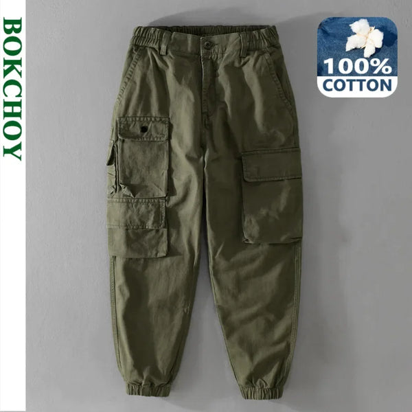 Spring and Autumn New 100% Cotton Retro Straight Pants Men Clothing Loose Streetwear Jogger Pants Men Trousers F7621