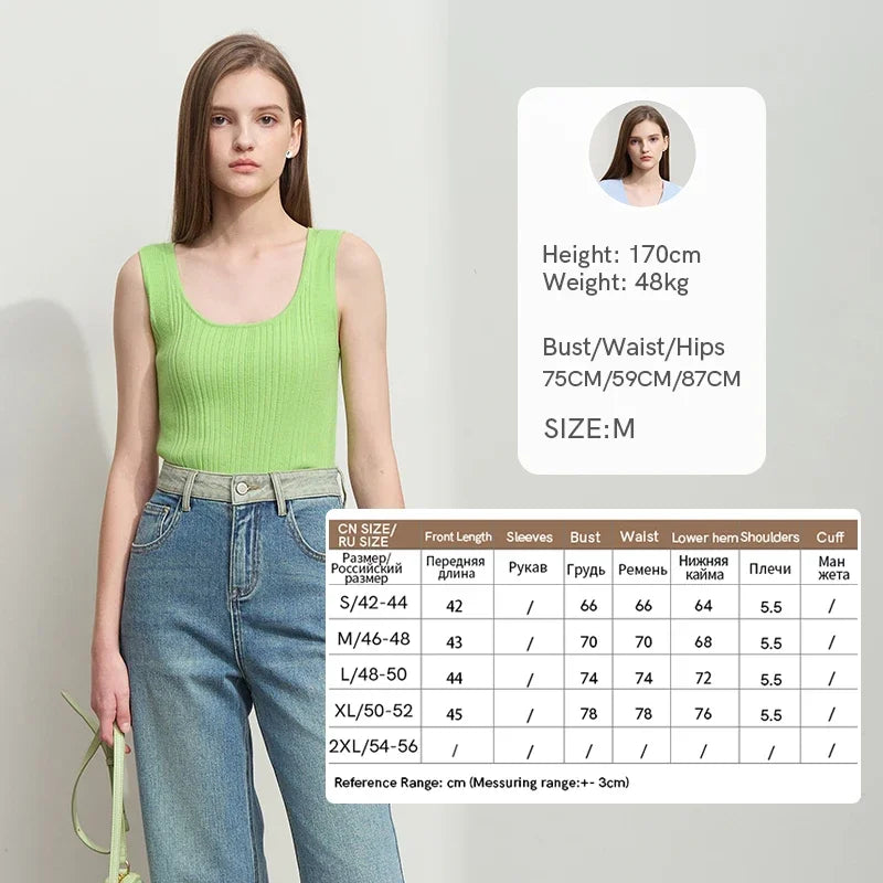 Amii Minimalist Woolen Suspender Vest 2026 Summer New Solid Large U-neck Short Slim Versatile Commuter Crop Top Women 12521004