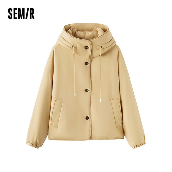 អាវធំ Semir សម្រាប់នារីសម្រាប់រដូវរងា ម៉ូដរលុង ទន់ ស្ទីលតិចតួចបំផុត 2026 រដូវរងាថ្មី ស្ទីលធម្មតាក្នុងទីក្រុង