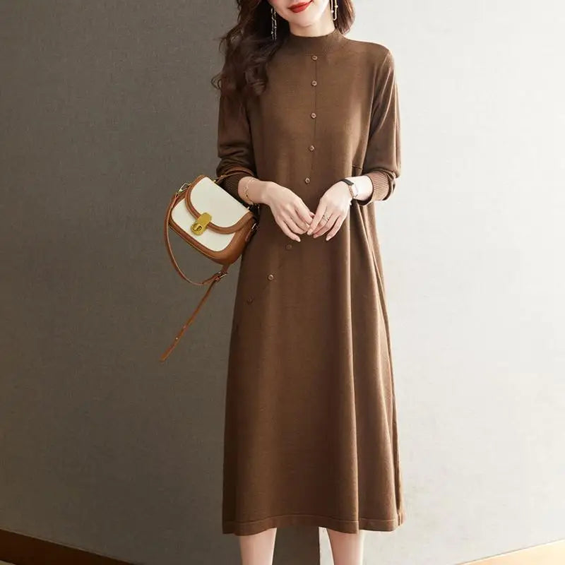 New Pull Jersey For Women Fashion Knitwear Woolen Long Dress Spring Autumn Pullover Sweater Winter Warm Jumper Female Clothing