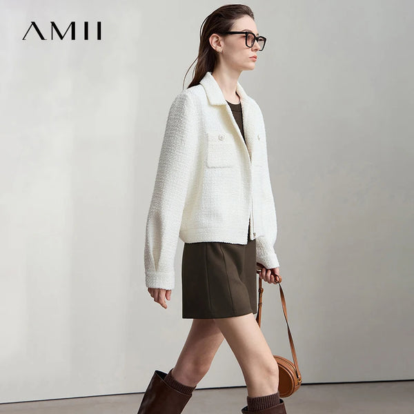 AMII 2025 ខោខ្លីសម្រាប់រដូវស្លឹកឈើជ្រុះសម្រាប់នារីៗ រលុង ជើងធំទូលាយ សាមញ្ញ និងឆើតឆាយ សម្រាប់នារីការិយាល័យ 12523083