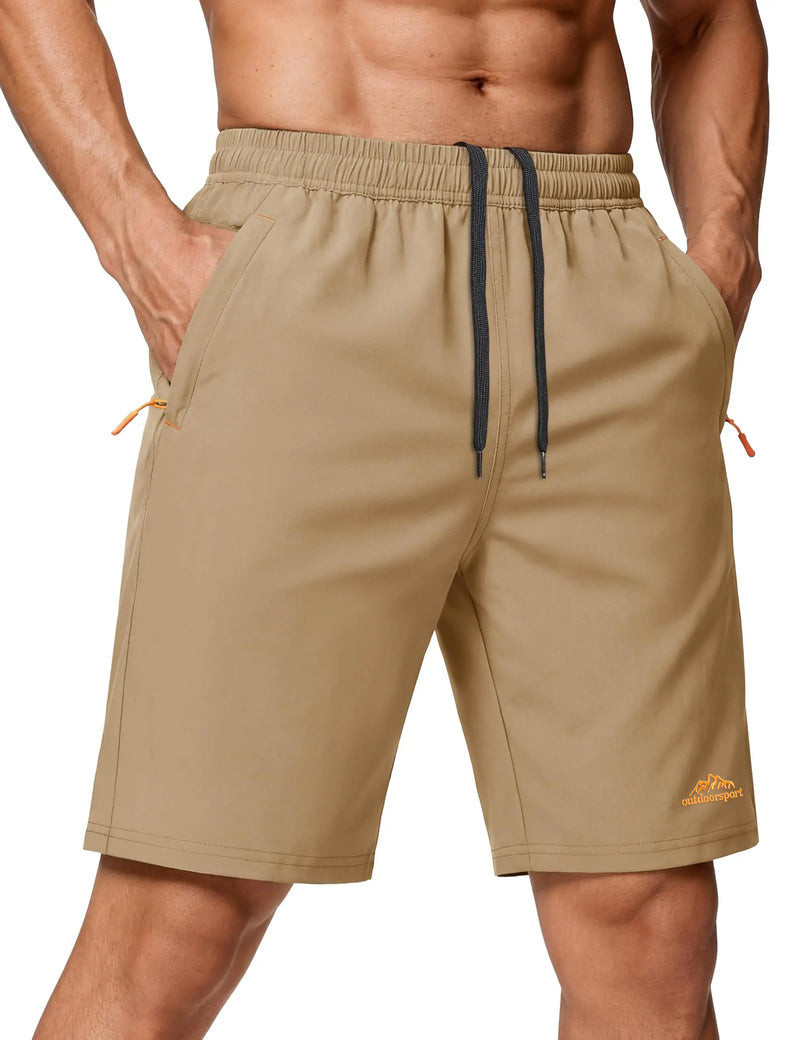 Men's 9" Quick Dry Running Gym Workout Shorts Lightweight Breathable Summer Shorts with 3 Zipper Pockets