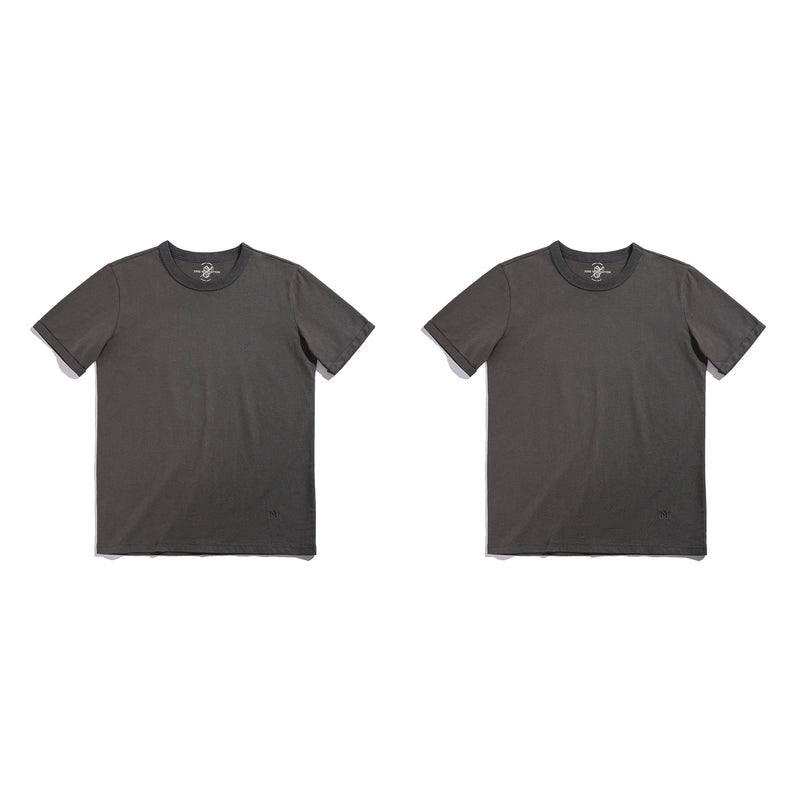 Maden Summer Solid Color Short Sleeve T-Shirts 100% Cotton Round Neck Tees with Rolled Edge Cuffs Casual Tops for Men