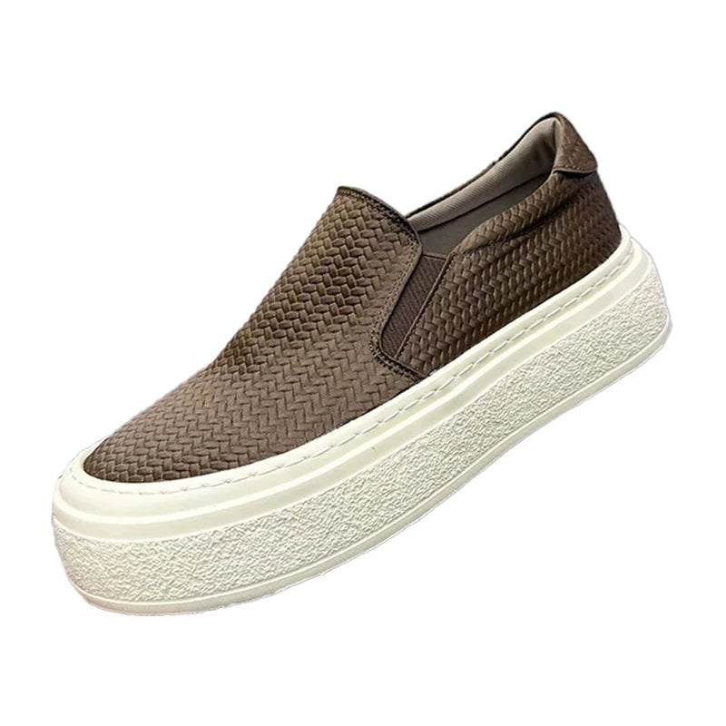 Men's thick-sole slip on casual shoes four seasons breathable light soft-sole anti-slip outdoor versatile walking board shoes