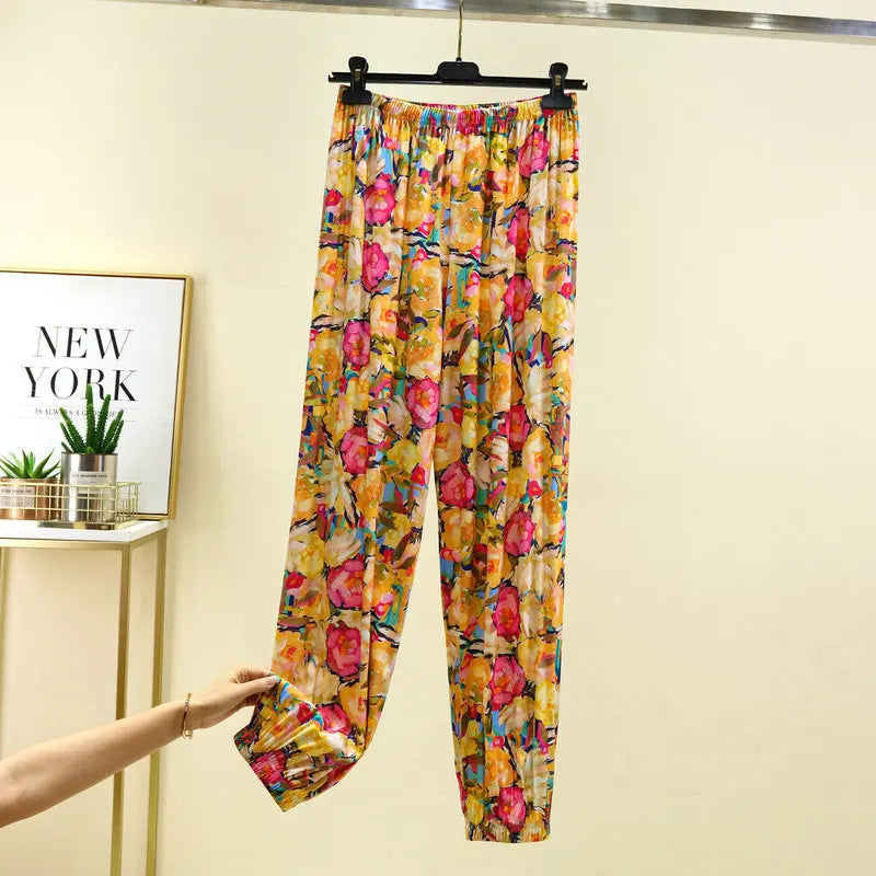 New Printed Spring Summer Pajamas Pants Women Casual Sleepwear Pyjamas Pant Home Wear Sleeping Trousers Pantalon Pijama Mujer