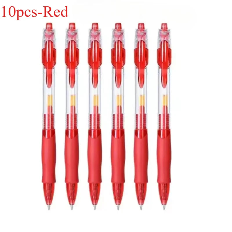 5/10pcs Retractable Gel Pen Set Black/Red/Blue Ink Ballpoint Pen Writing Refill Office Supplies School Supplies Stationery Pen