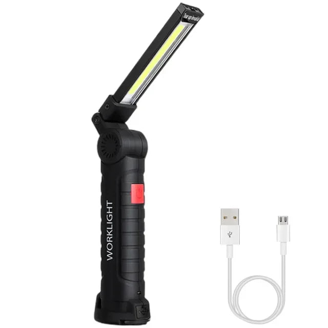 ភ្លើងការងារចល័ត COB LED ពិល USB អាចសាកបាន ចង្កៀងព្យួរម៉ាញេទិក Lanterna ជាមួយថ្មដែលភ្ជាប់មកជាមួយ ពិលបោះជំរុំ