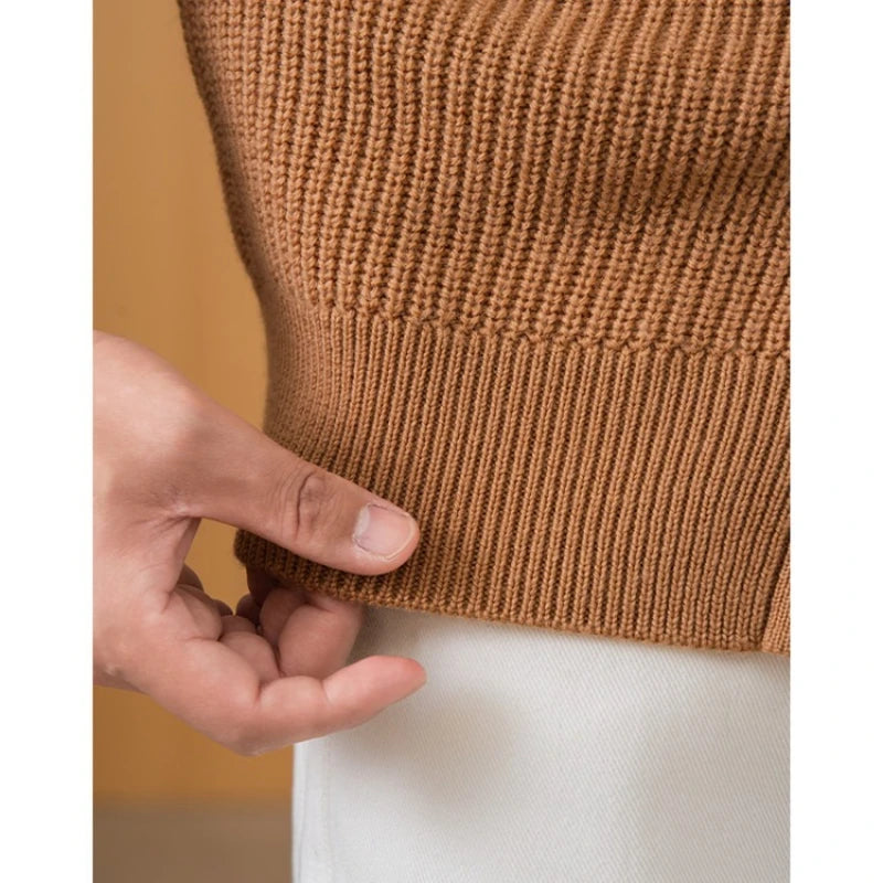 100% Wool Chunky Knit Cardigan, Oversized V-Neck Open Front, Anti-Pilling Relaxed Fit, Autumn Winter Casual Coat