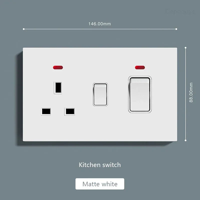 UK Standard Power Socket 13A Quick charge Plug 20W Smart Type-C Wall Outlet,220V Electrical Universal Wall Light 2way Switch