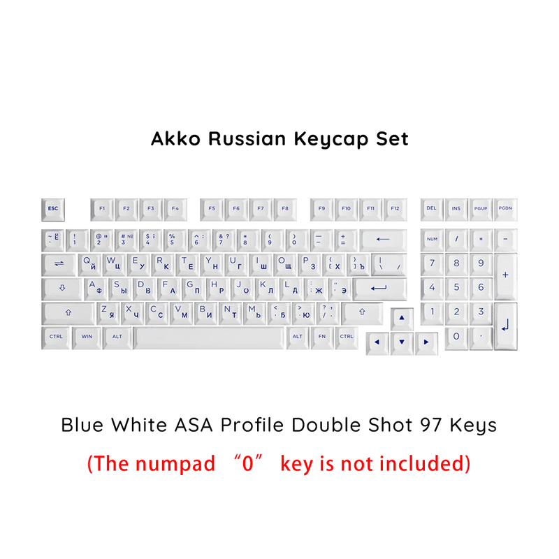 Akko Russian Keycap Set ASA/OEM/Cherry Profile 61 68 84 88 108 Keys Canned PBT Double Shot Mechanical Keyboard Cyrillic Keycaps