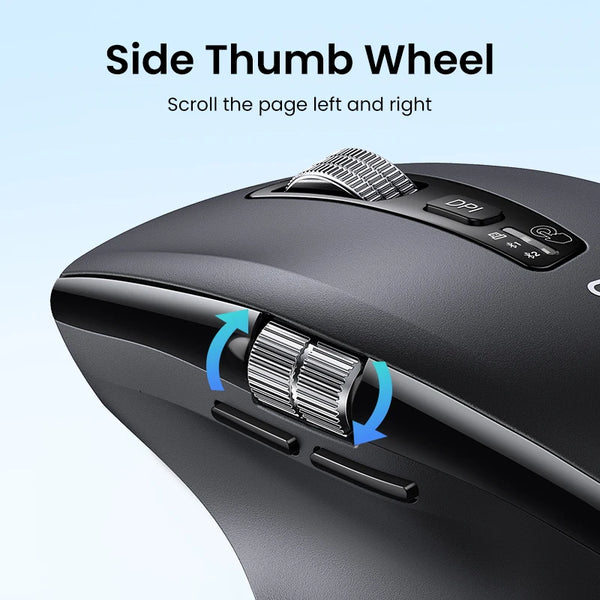 កណ្ដុរឥតខ្សែ UGREEN Hyper-Fast Scroll Bluetooth 5.4 2.4G Ergonomic 5000DPI សម្រាប់ MacBook Tablet Laptops Computer PC Mice