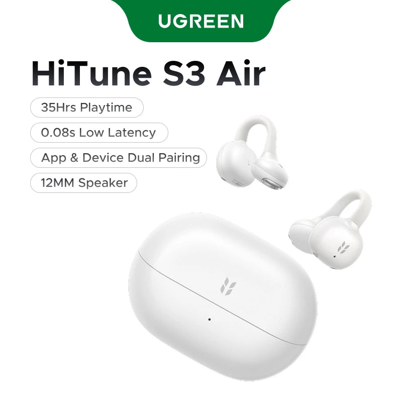 【2026】UGREEN HiTune S3 Air Open Ear Earbuds Bluetooth Clip On Wireless Headphones ENC Mic forCalls Earphones for Running Workout