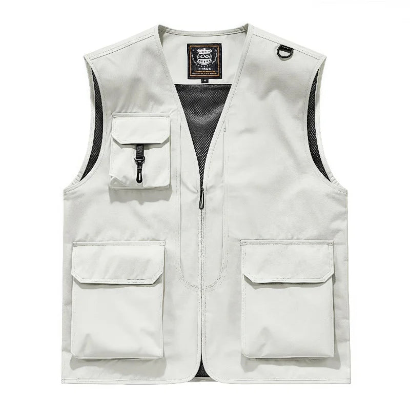 Spring Autumn Lightweight Jacket V-Neck Workwear Vest Men's Outdoor Casual Fishing  Photography with Thin Shoulder Pad