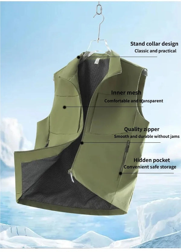 Waterproof Oxford Fabric Single-Layer Vest Lapel Solid Color Sleeveless Work Uniform Team Uniform Business Causal Custom Vest