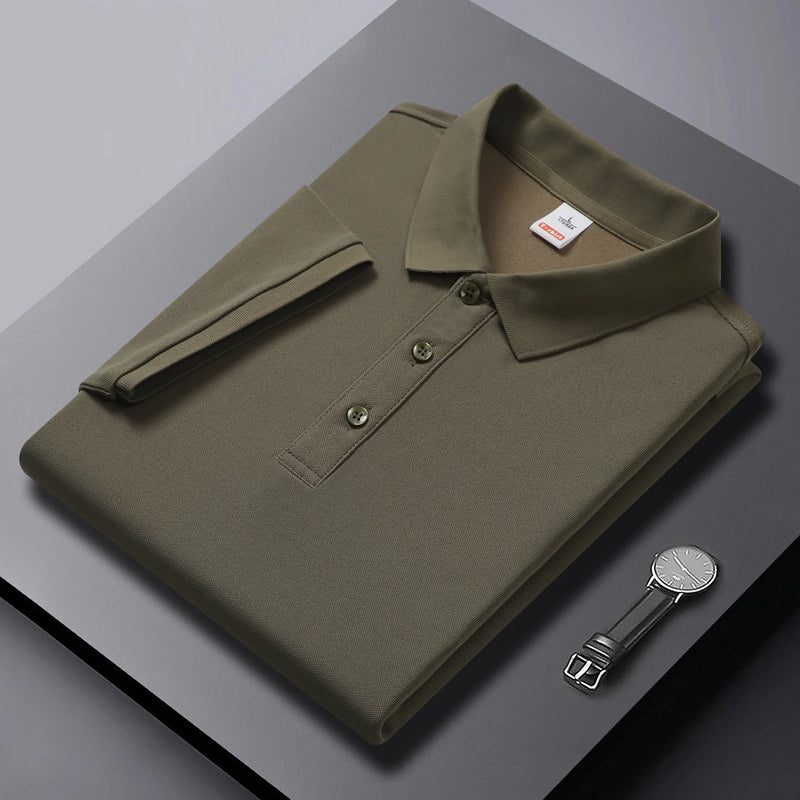 Outdoor Leisure Polo Top For Men Short Sleeve Lapel Neck Three Button Placket Comfortable Solid Texture Fabric