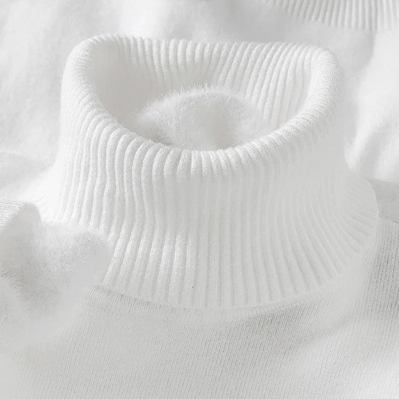 Men's Slim Fit Long Sleeve Turtleneck Sweater Anti-Pilling High Quality Knitted Solid Color Pullover Trendy Men's Clothing