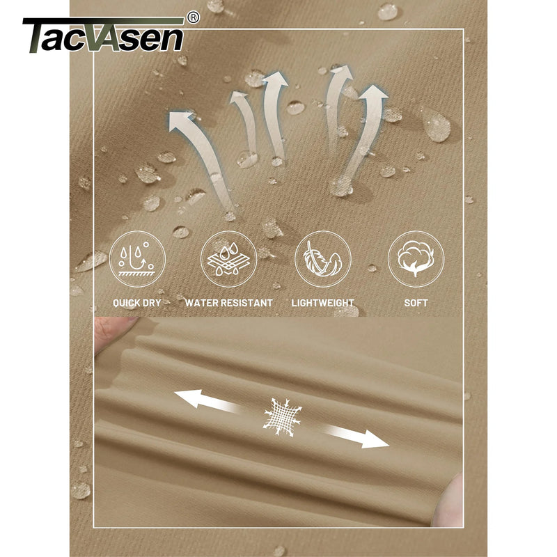 TACVASEN 5 Zipper Pockets Summer Quick Dry Cargo Shorts Mens Fishing Shorts Stretch Outdoor Hiking Nylon Work Shorts Lightweight