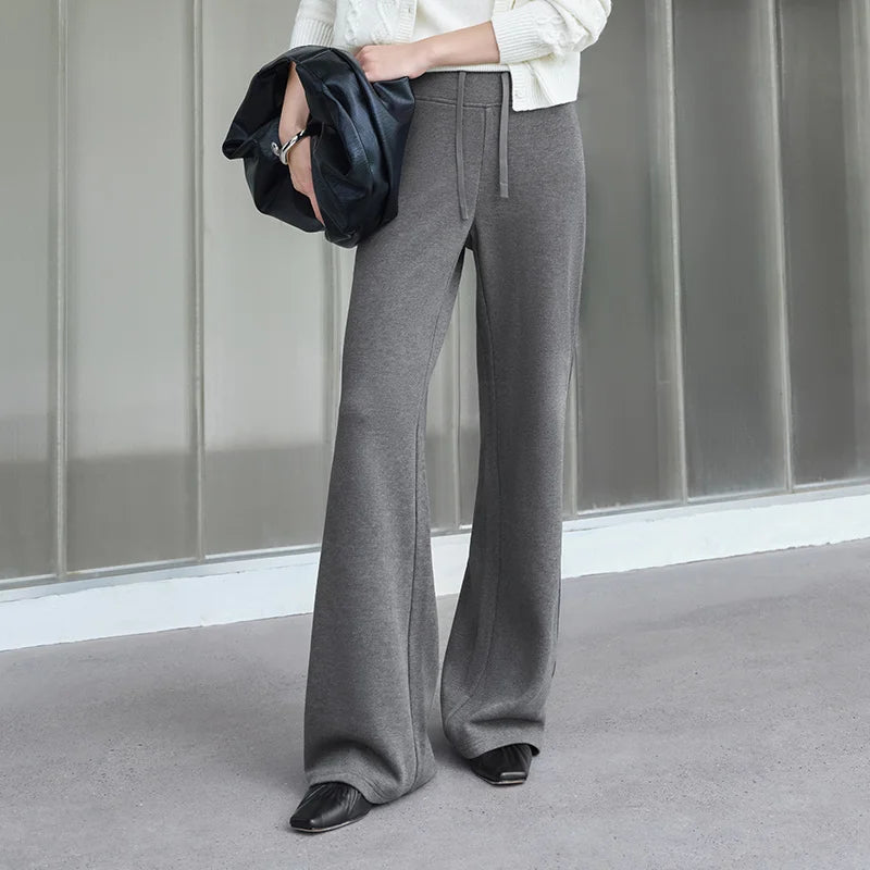 Semir Women Casual Pants High Waist Brushed Fleece Sport Style Wide Leg 2026 New Winter Daily Wear Urban Casual Style