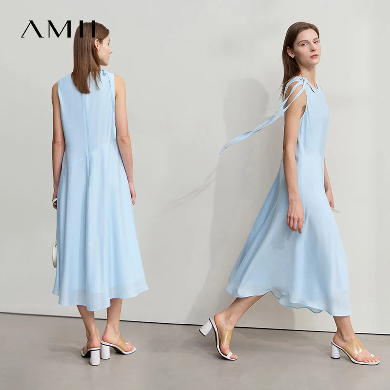 រ៉ូប Amii Minimalist សម្រាប់នារី រដូវក្តៅ ឆ្នាំ២០២៥ រ៉ូបការិយាល័យថ្មី រចនាបទសាមញ្ញ ដៃវែង រំយោល ងាយស្រួលពាក់ 12542120