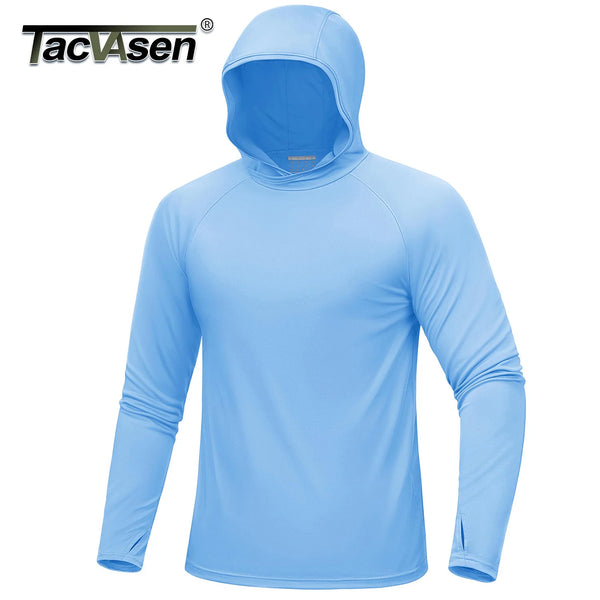 TACVASEN UPF 50+ Hooded T-Shirts Mens Quick Dry UV Block Sun Shirts Lightweight Hoodie Shirt Running Fishing Performance Tops