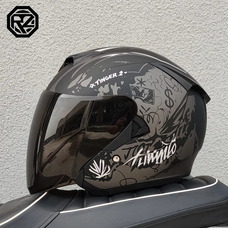 ORZ-600 Double sided semi open motorcycle helmet with ABS shell, DOT approved lightweight motorcycle helmet for urban commuting