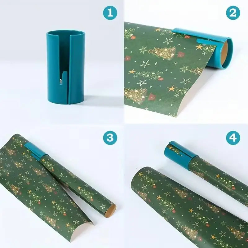 2pcs Christmas Paper Cutter: Manual Plastic Wrap Tool for Gift Wrapping, No Battery Needed.