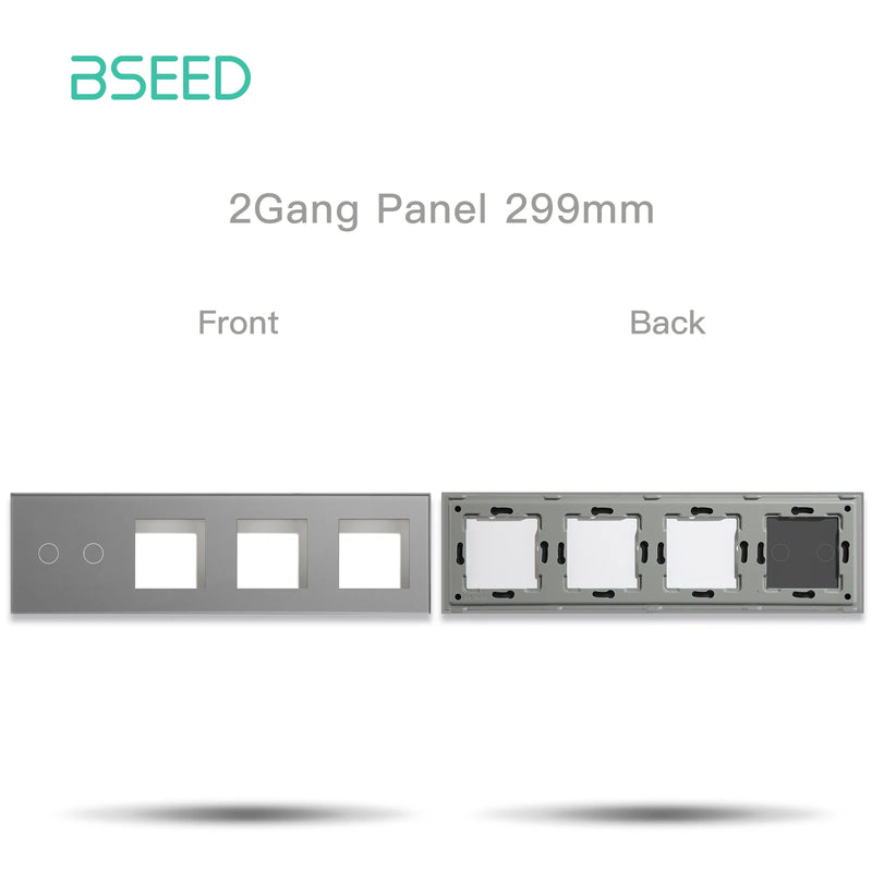 BSEED M1 Series EU Standard Wall Glass Panel Quadruple 1/2/3Gang Plus Frame Touch Switch Crystal Panel With Metal Frame DIY Part