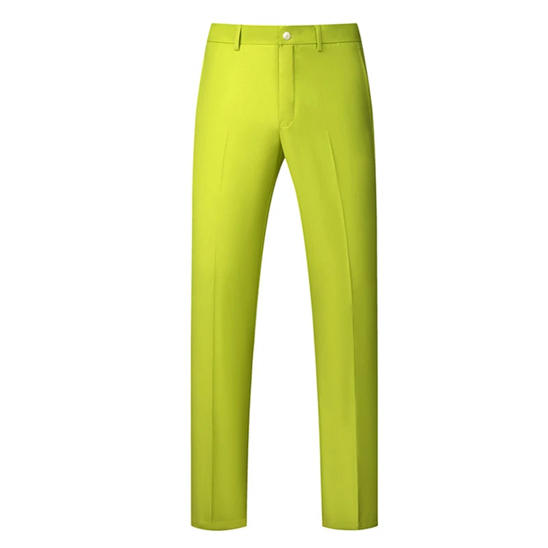 2026 New Men's Middle Waist Pants, 25 Color Choice, Elegant Office Men Trouser, Modest Green Pink Yellow Asian Size M-6XL