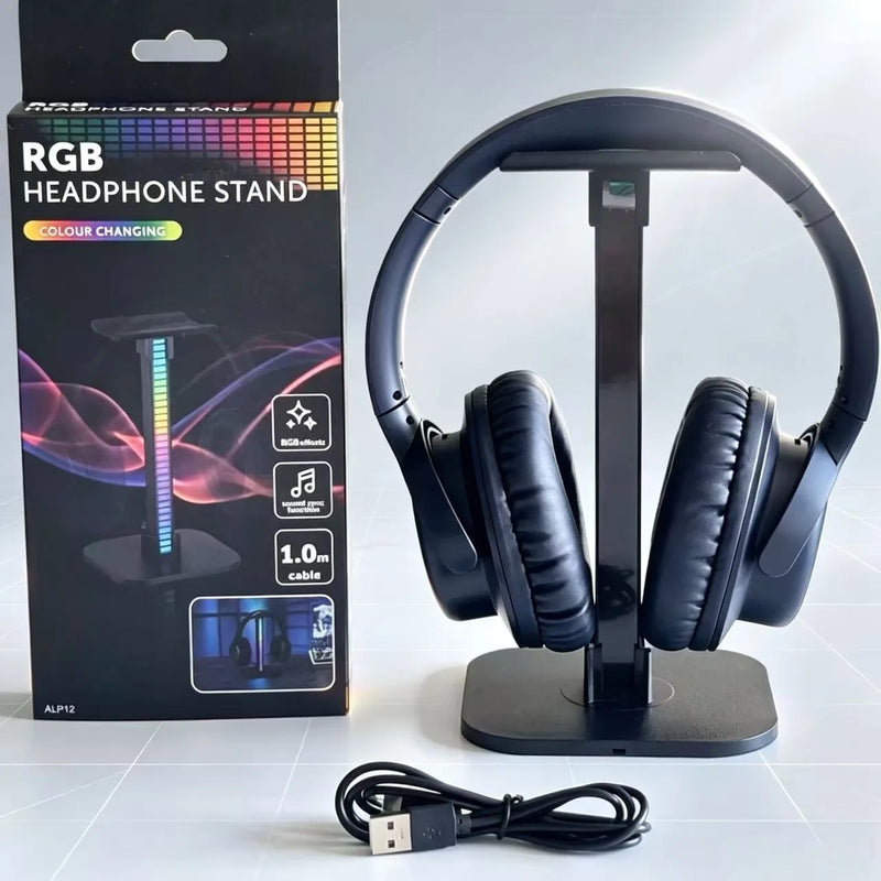 USB Gaming Headphone Stand RGB Rhythm Light Detachable Desktop Headset Holder For Gamer