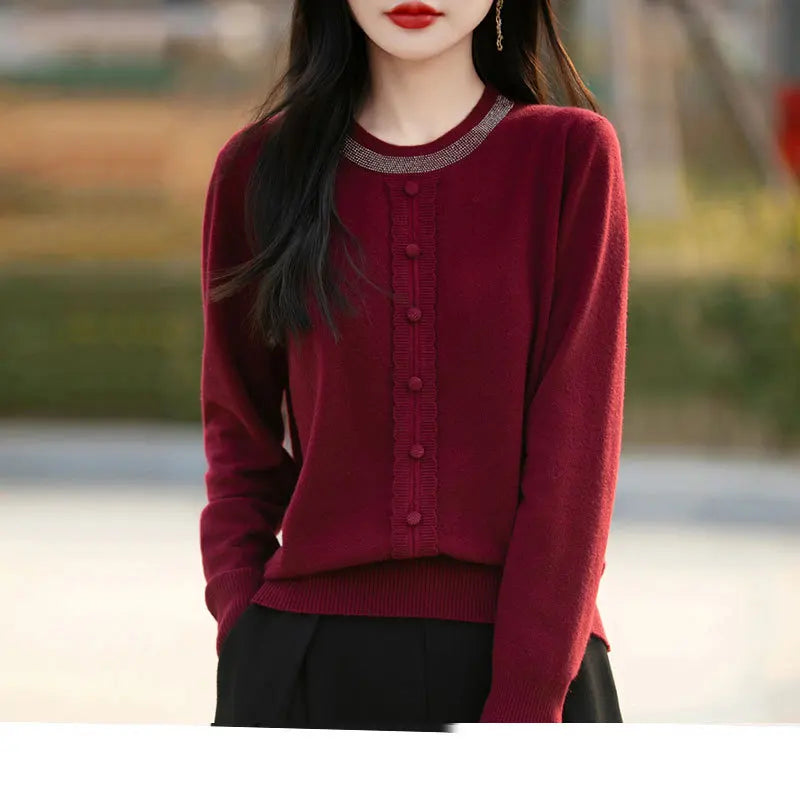 Spring Autumn New Fashion Wool Sweater Crew Neck Long Sleeve Pullover Sweater Women's Clothing Korean Pop Top Female Jumper